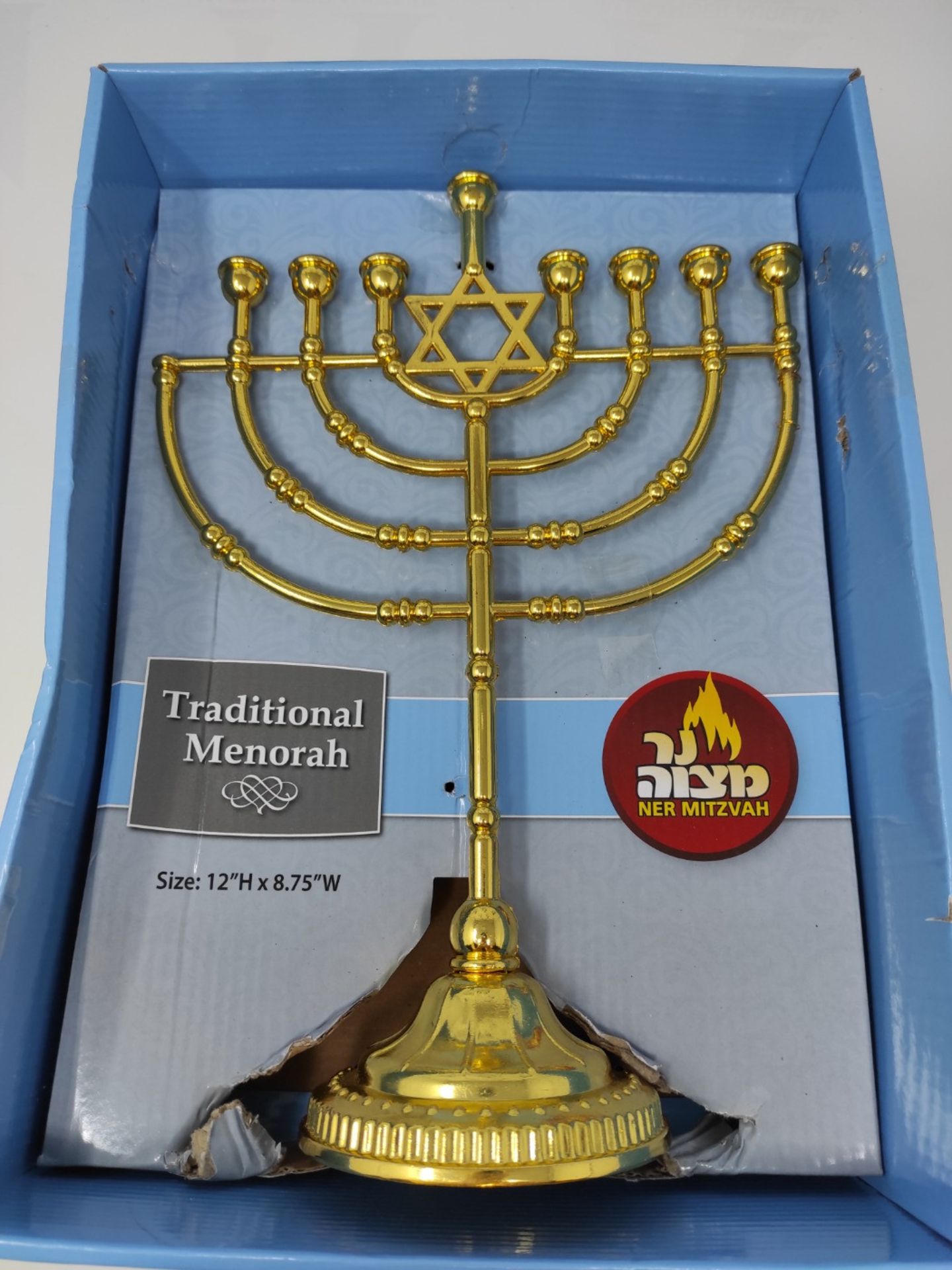Ner Mitzvah Nickel Plated Candle Menorah for Standard Chanukah Candles - Traditional R
