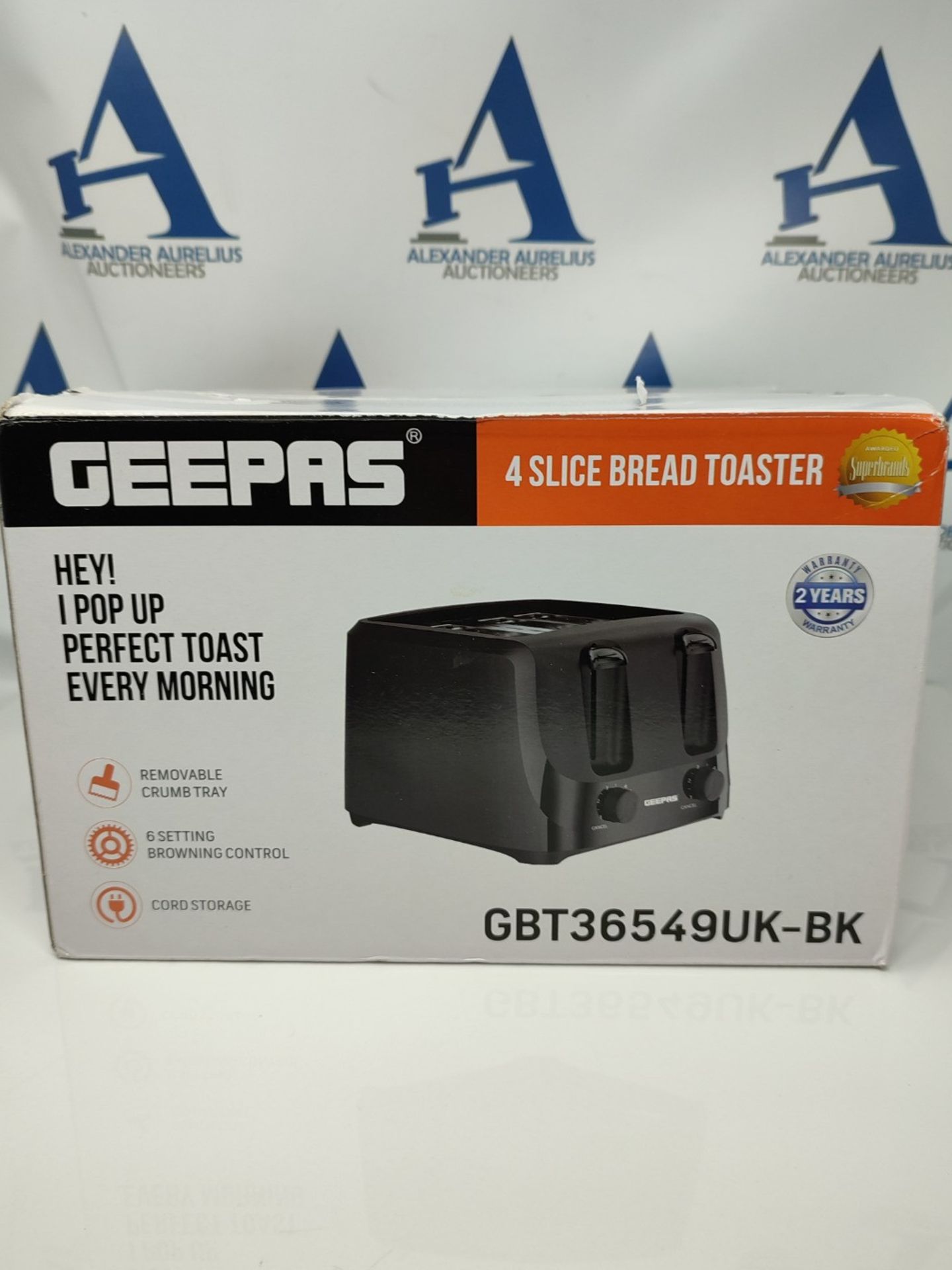 Geepas 4 Slice Bread Toaster with 6 Level Browning Control | Removable Crumb Tray, Can