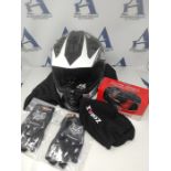 Zorax ZOR-X19 White L (53-54cm) PREDATOR Kids Motorbike Motocross MX Helmet & Gloves L