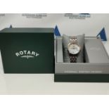 RRP £104.00 ROTARY L TWO TONE SIL ROSE BLET WATCH