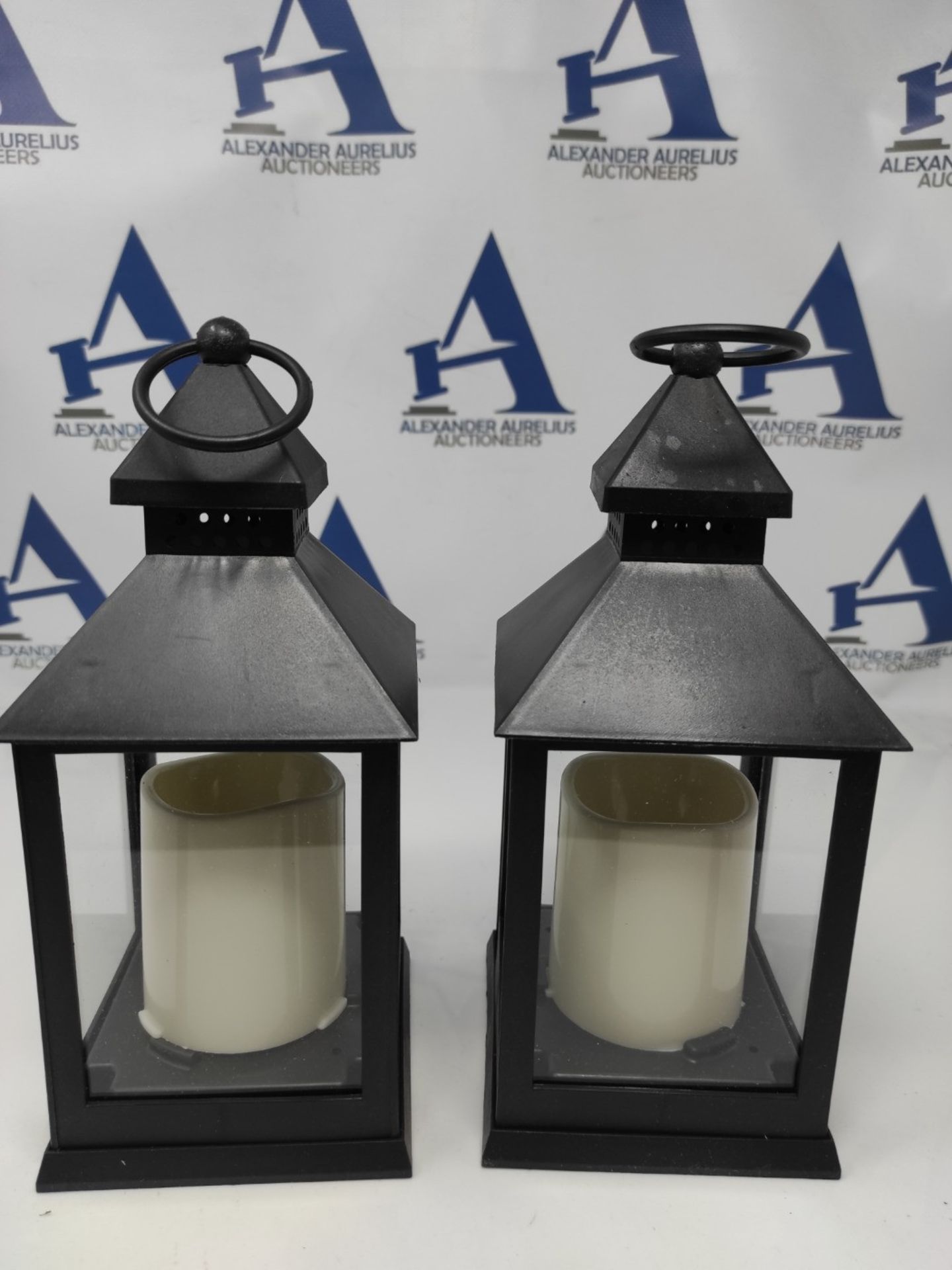 Relaxdays LED Lanterns Set of 2, Candle with Flame Effect, Suitable for Outdoor Use, N - Image 2 of 2