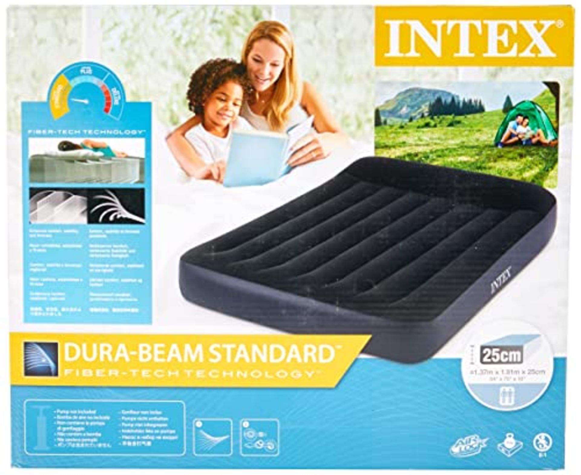 Intex 64141 Dura Beam Pillow Rest single mattress with Fiber Tech technology, without