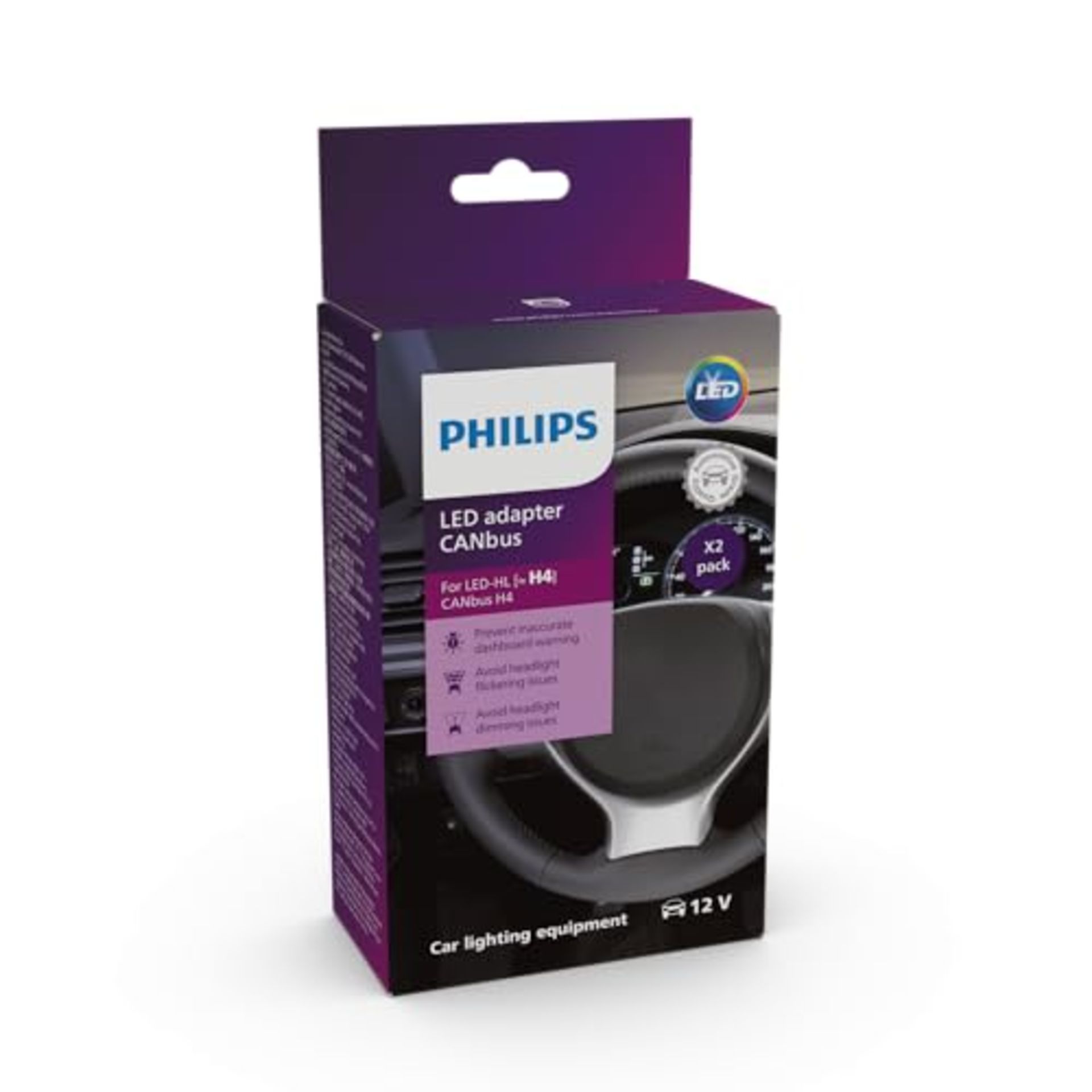 CANBus adapter for Philips Ultinon Pro6000 H4-LED, 3-in-1 solution, prevents warning m