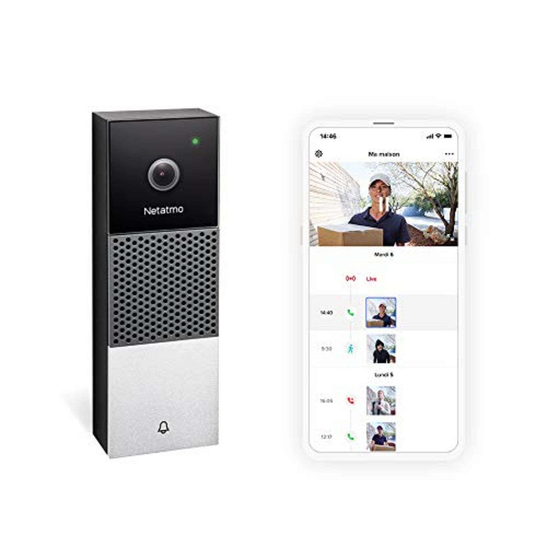 RRP £281.00 Netatmo Smart Video Doorbell, Installation with an Existing Wired Chime, Audio, HD Cam