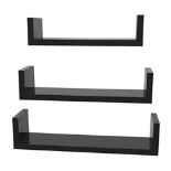 SONGMICS Wall Shelf, Set of 3, Floating Shelf, 30/35/40 cm, Shelf for Wall Mounting, L