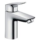 RRP £74.00 hansgrohe Logis Faucet (faucet with spout height 100mm, without pop-up waste) Chrome