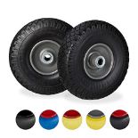 relaxdays 2 Wheels for Standard Cart, with Puncture-Proof Rubber, 3.00-4", 20mm AXIS,