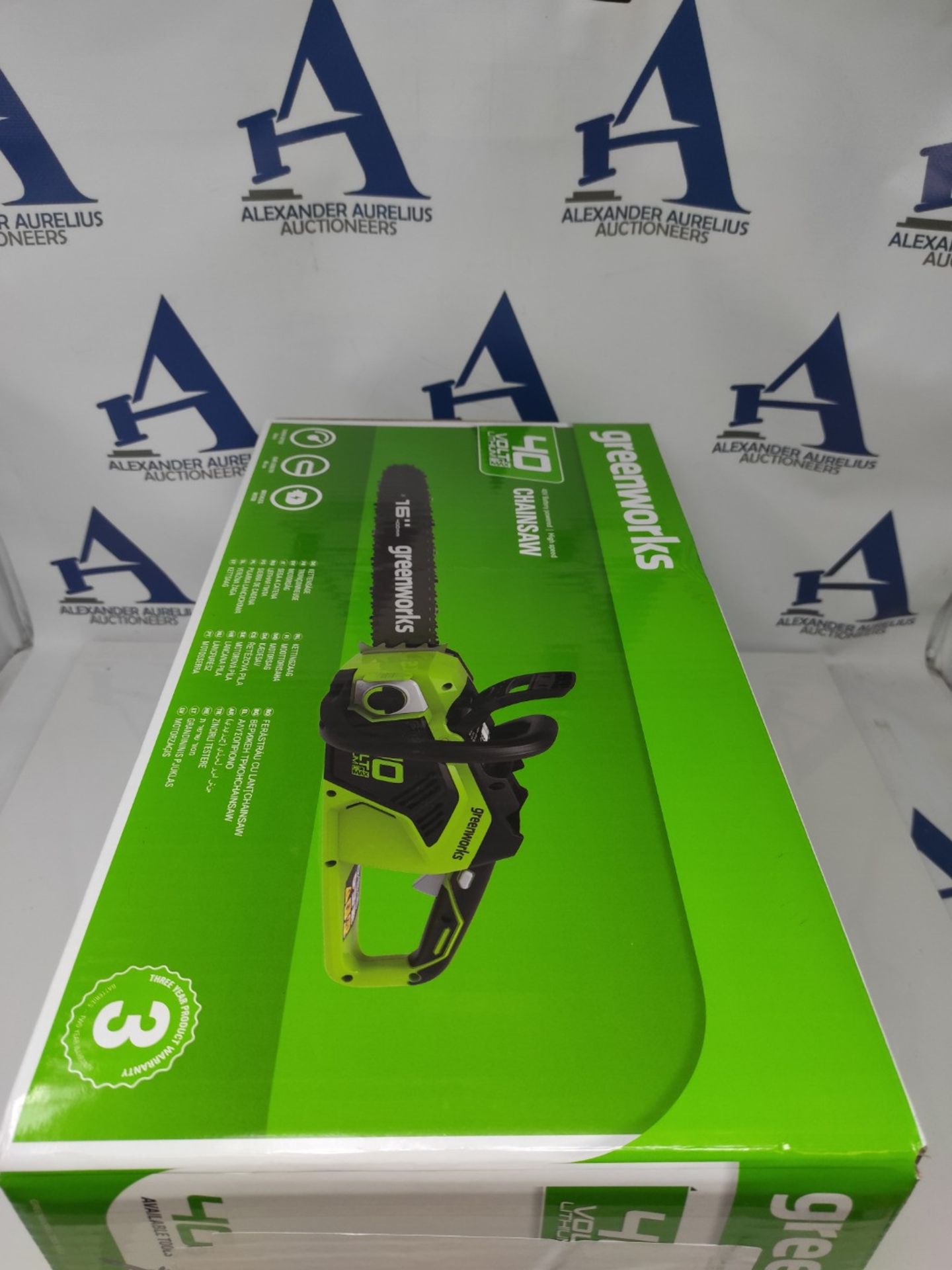 RRP £209.00 Greenworks GD40CS18 battery chainsaw with brushless motor, 40 cm blade length, 20 m/s - Image 2 of 3