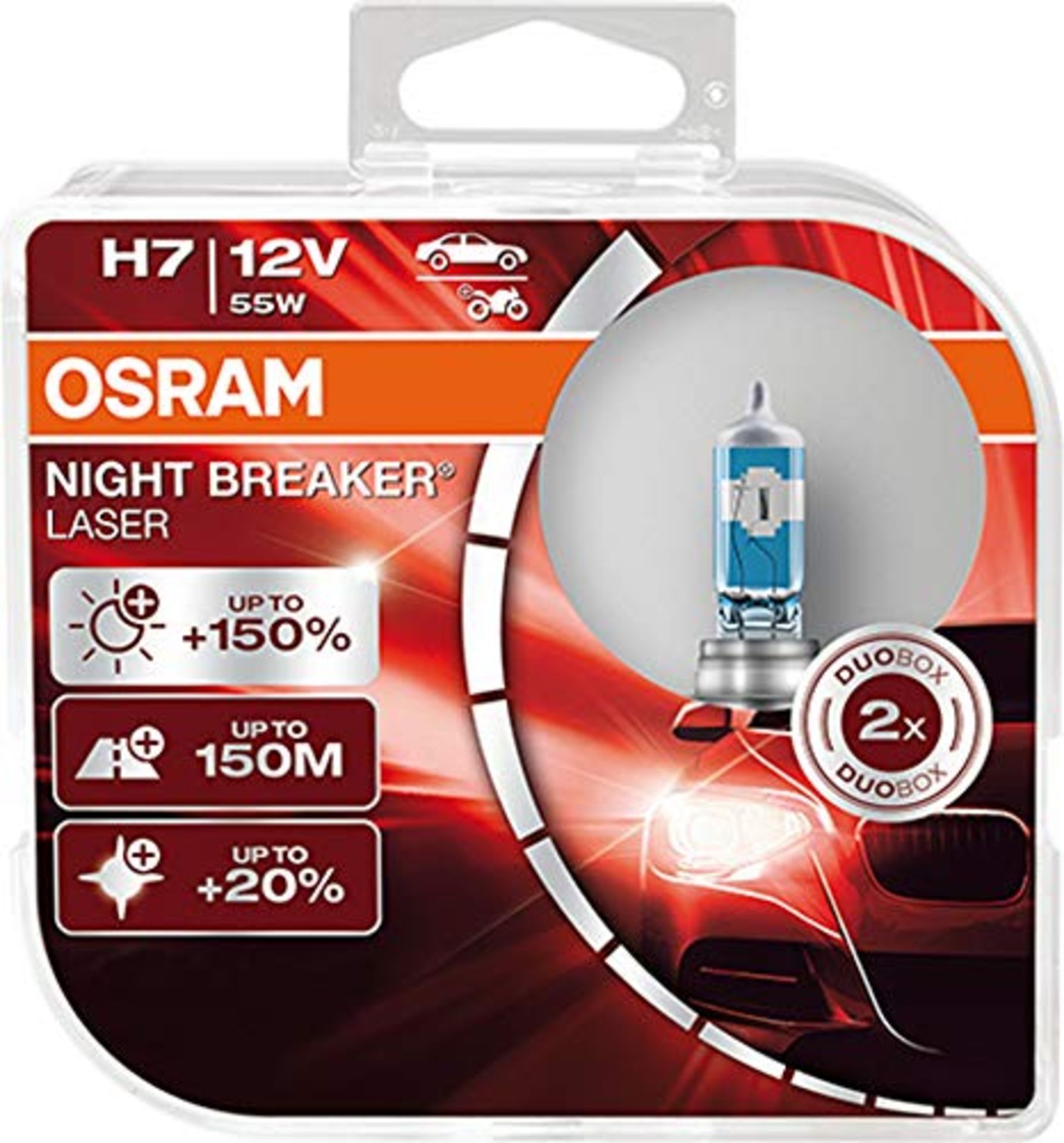 Osram Night Breaker Laser H7 next Generation, +150% more brightness, halogen headlight