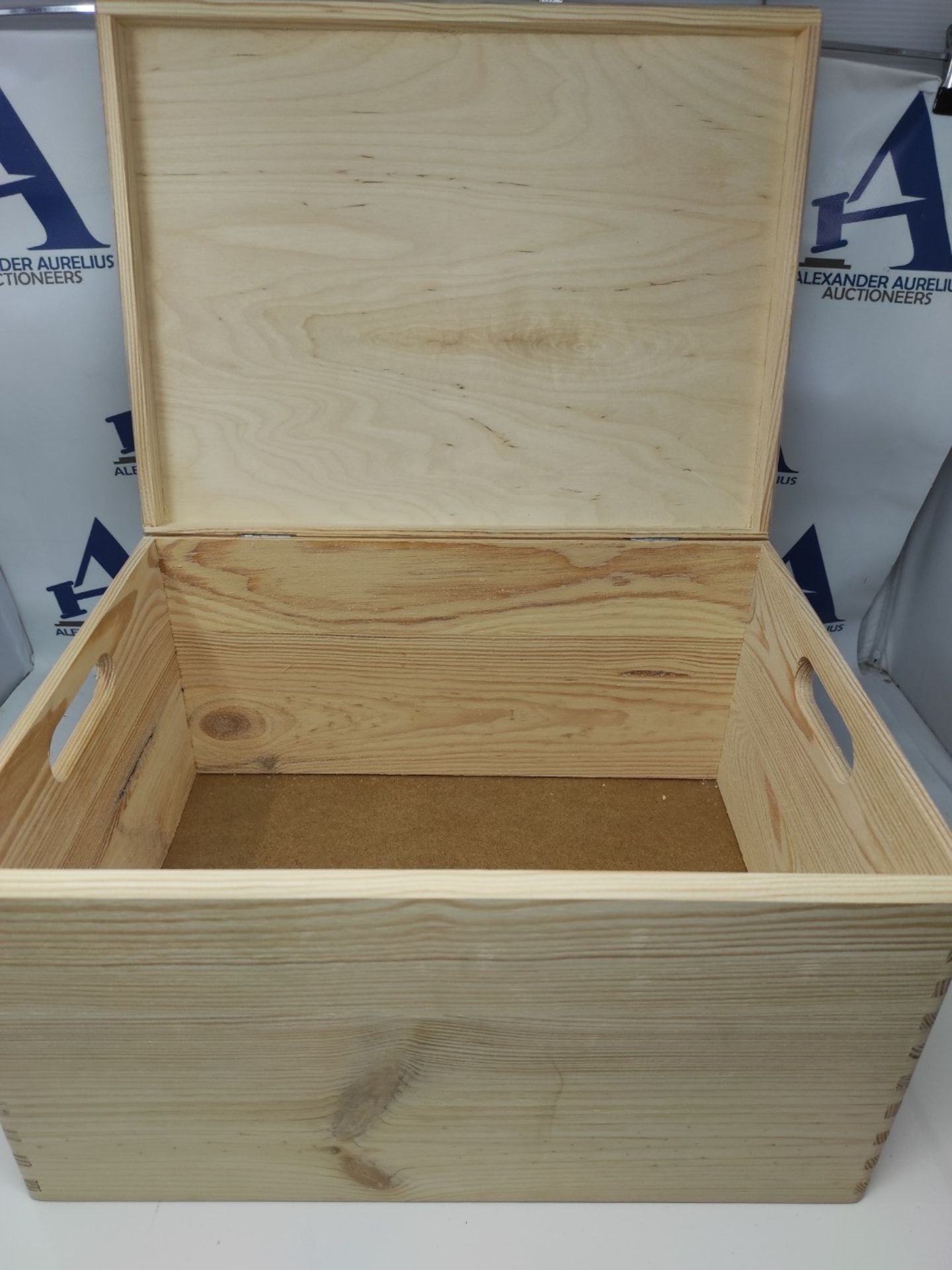 Creative Wooden Storage Box | 40 x 30 x 24 cm (+/- 1 cm) | Unpainted | Lid and Handles