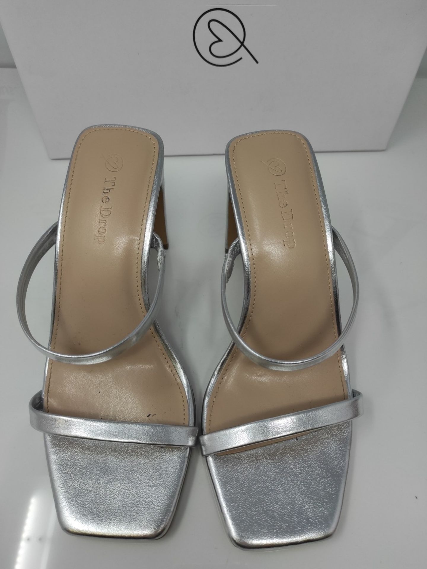 The Drop Women's Avery Square Toe Two Strap High Heeled Sandals - Silver - Size 36 EU - Image 3 of 3