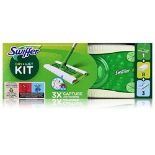 Swiffer Complete Kit Mop, 8 Dry Cloths + 3 Wet Cloths, Traps and Retains 3x More Dust,