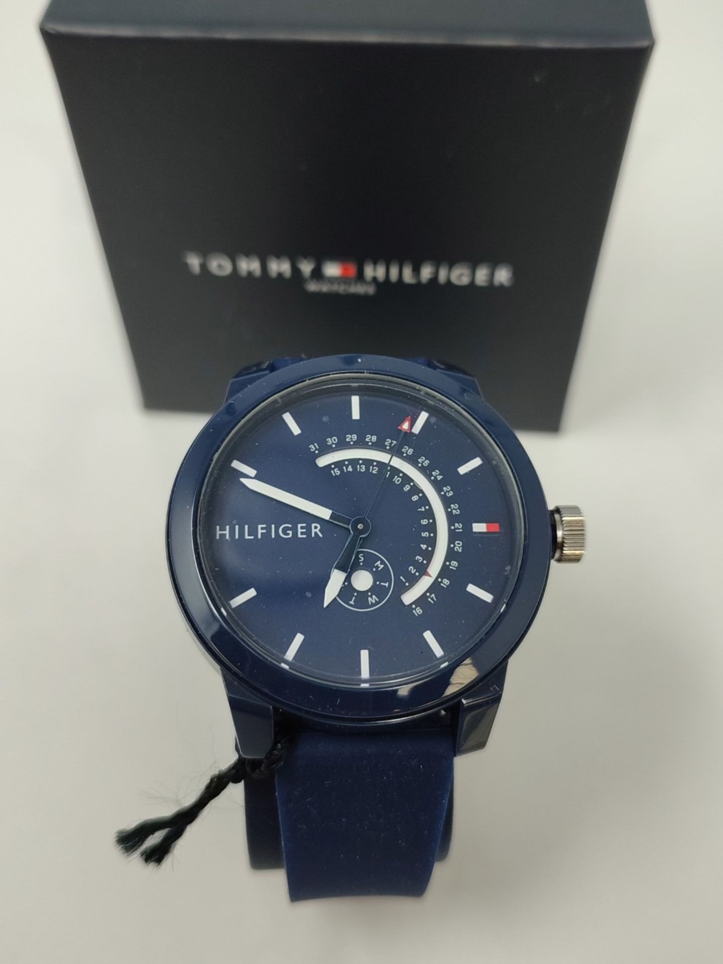 RRP £98.00 Tommy Hilfiger Men's Analog Quartz Watch with Blue Silicone Strap - 1791482 - Bild 2 aus 3