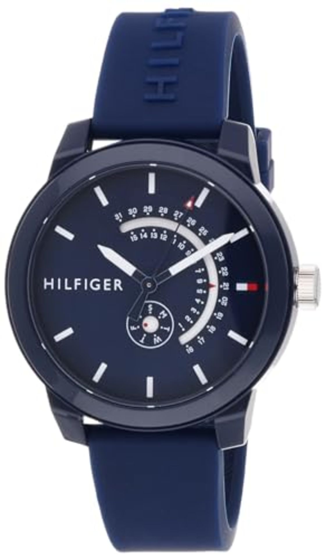 RRP £98.00 Tommy Hilfiger Men's Analog Quartz Watch with Blue Silicone Strap - 1791482