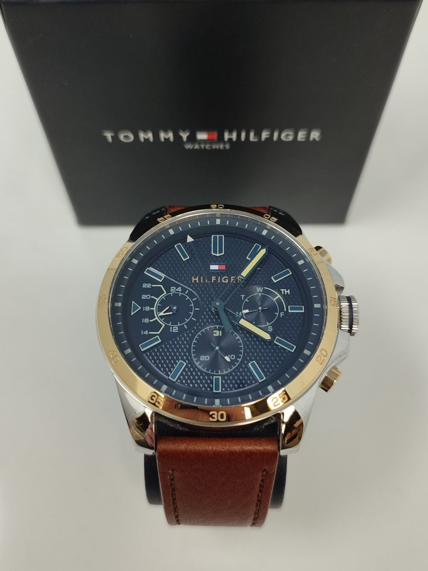 RRP £125.00 Tommy Hilfiger Multi Dial Quartz Watch for Men with Light Brown Leather Strap - 179156 - Image 2 of 3