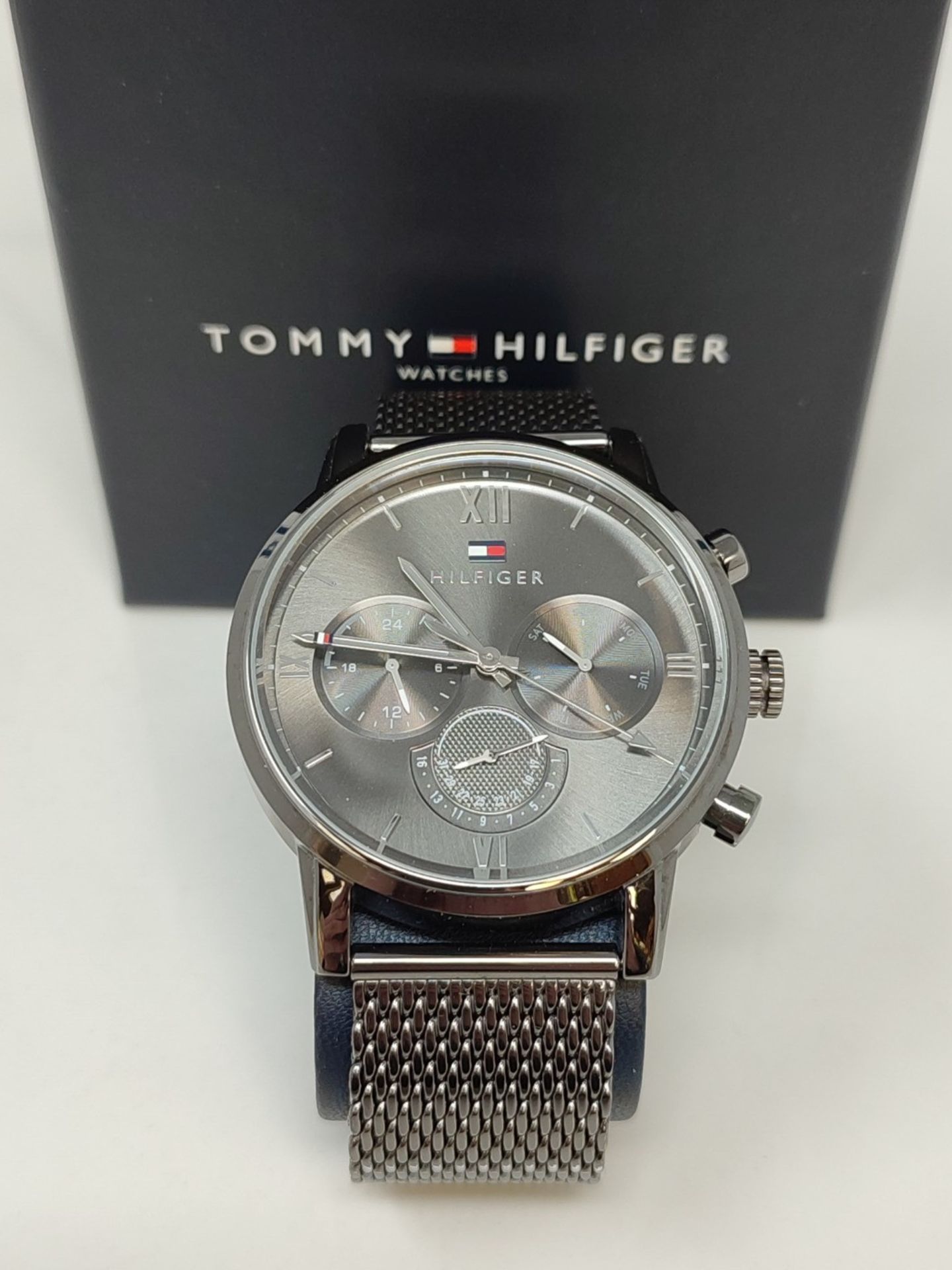 RRP £123.00 Tommy Hilfiger Multi Dial Quartz Watch for Men with Gray Stainless Steel Mesh Link Bra - Image 2 of 3