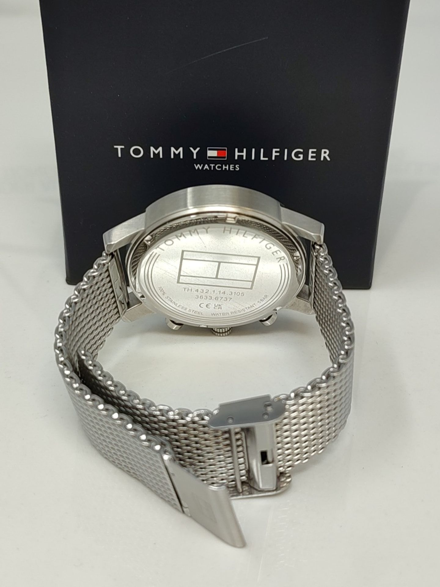 RRP £113.00 Tommy Hilfiger Men's Quartz Analog Multifunction Watch with Stainless Steel Silver Mes - Image 3 of 3