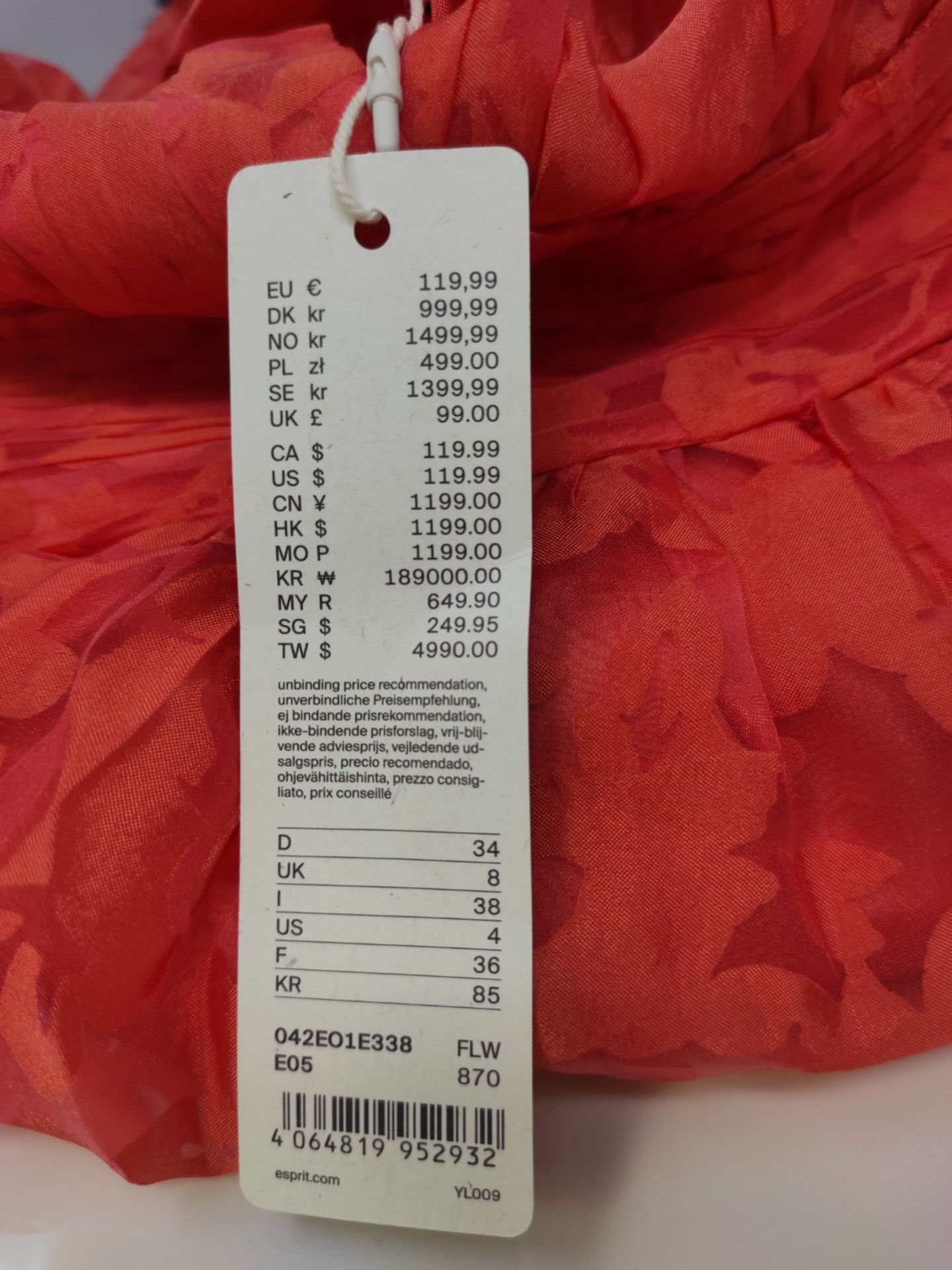 RRP £76.00 ESPRIT Collection Women's 042eo1e338 Dress, Coral Orange, 34 EU - Image 3 of 3