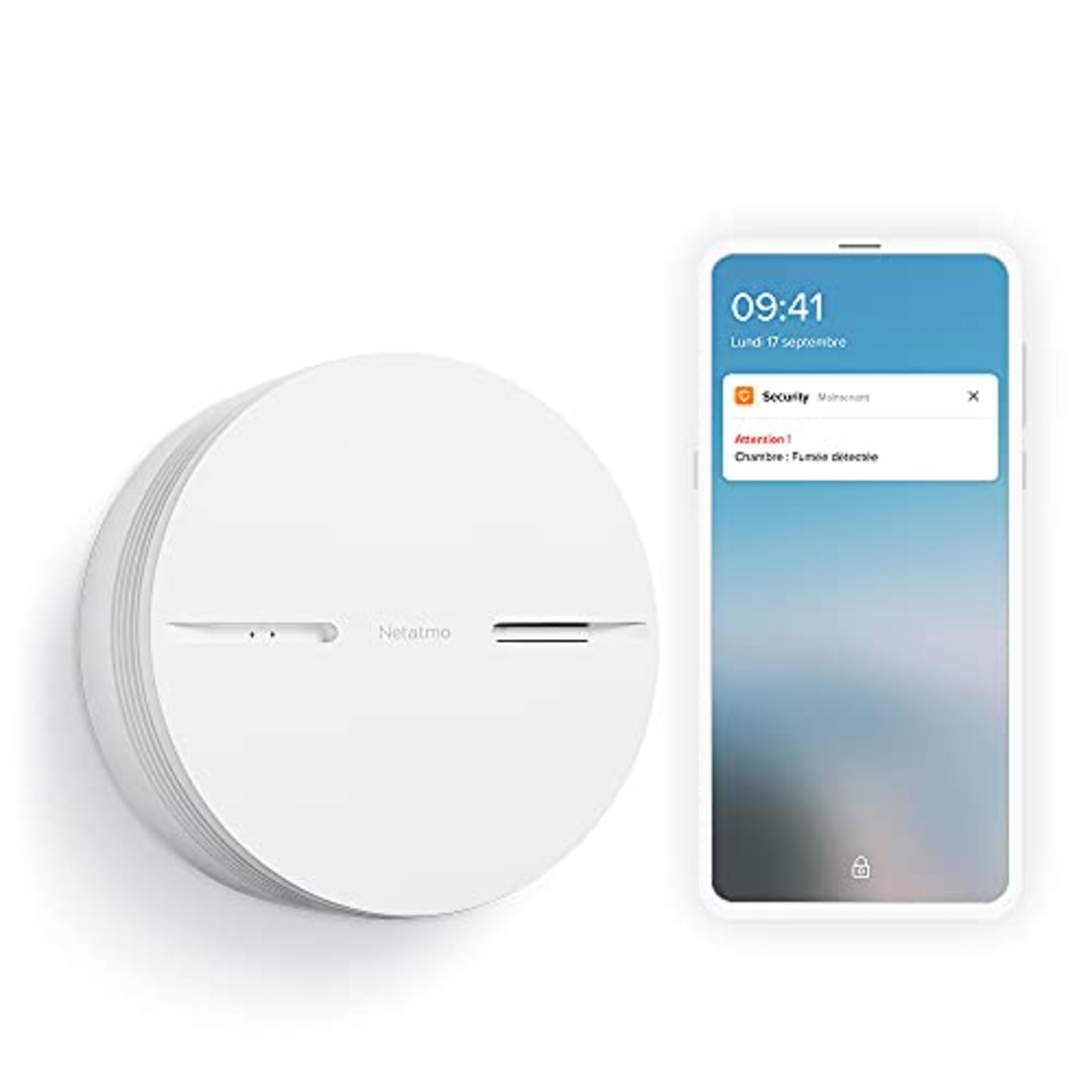 RRP £99.00 Netatmo Smart Smoke Detector, 10-year battery, Automated tests, Connected Fire Alarm w