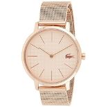 RRP £138.00 Lacoste Women's Quartz Analog Watch with Rose Gold Milanese Stainless Steel Bracelet -
