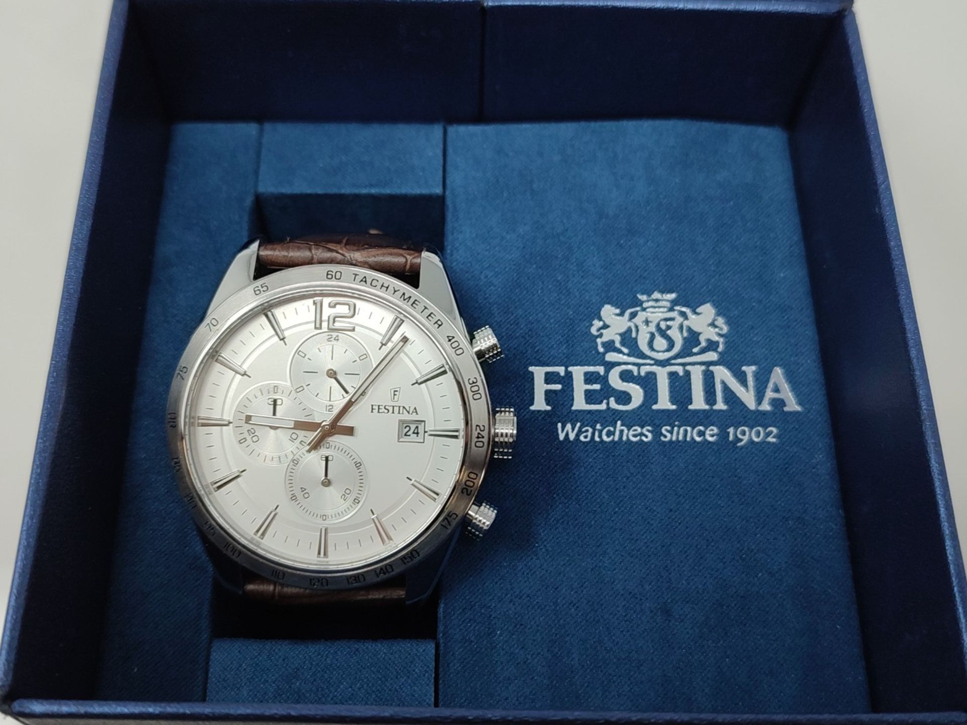 RRP £117.00 Festina Men's Watch F16760/1 Timeless Chronograph Stainless Steel Case 316L Grey Brown - Image 2 of 3