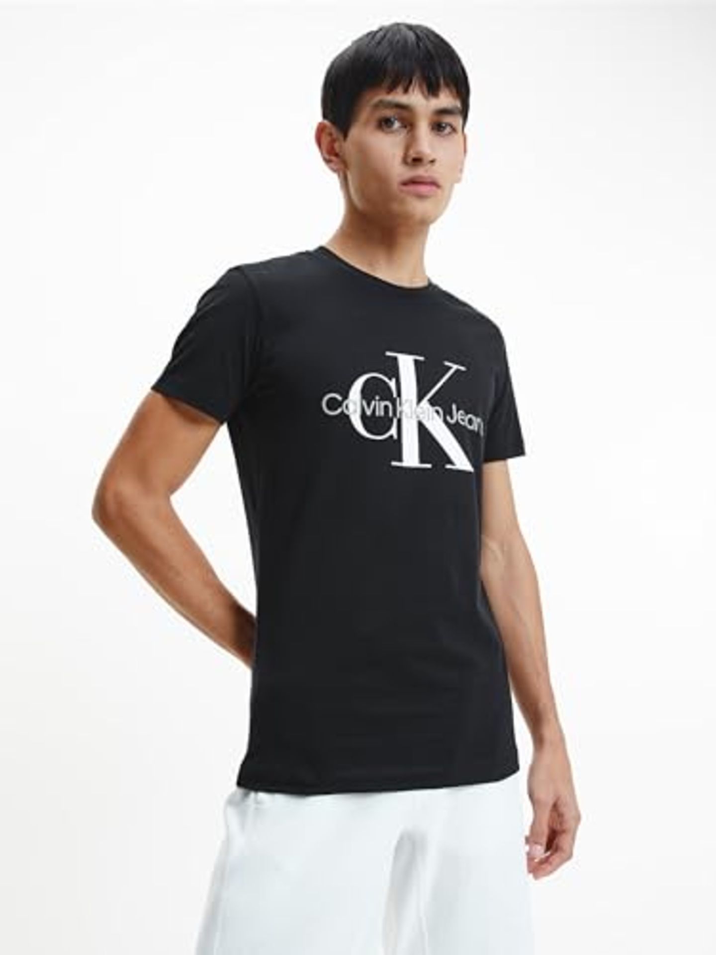 Calvin Klein Jeans Men's T-Shirt Short Sleeve Core Monologue Slim Fit, Black (Ck Black