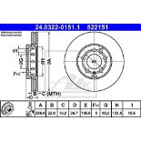 RRP £85.00 ATE 24.0322-0151.1 Brake Disc