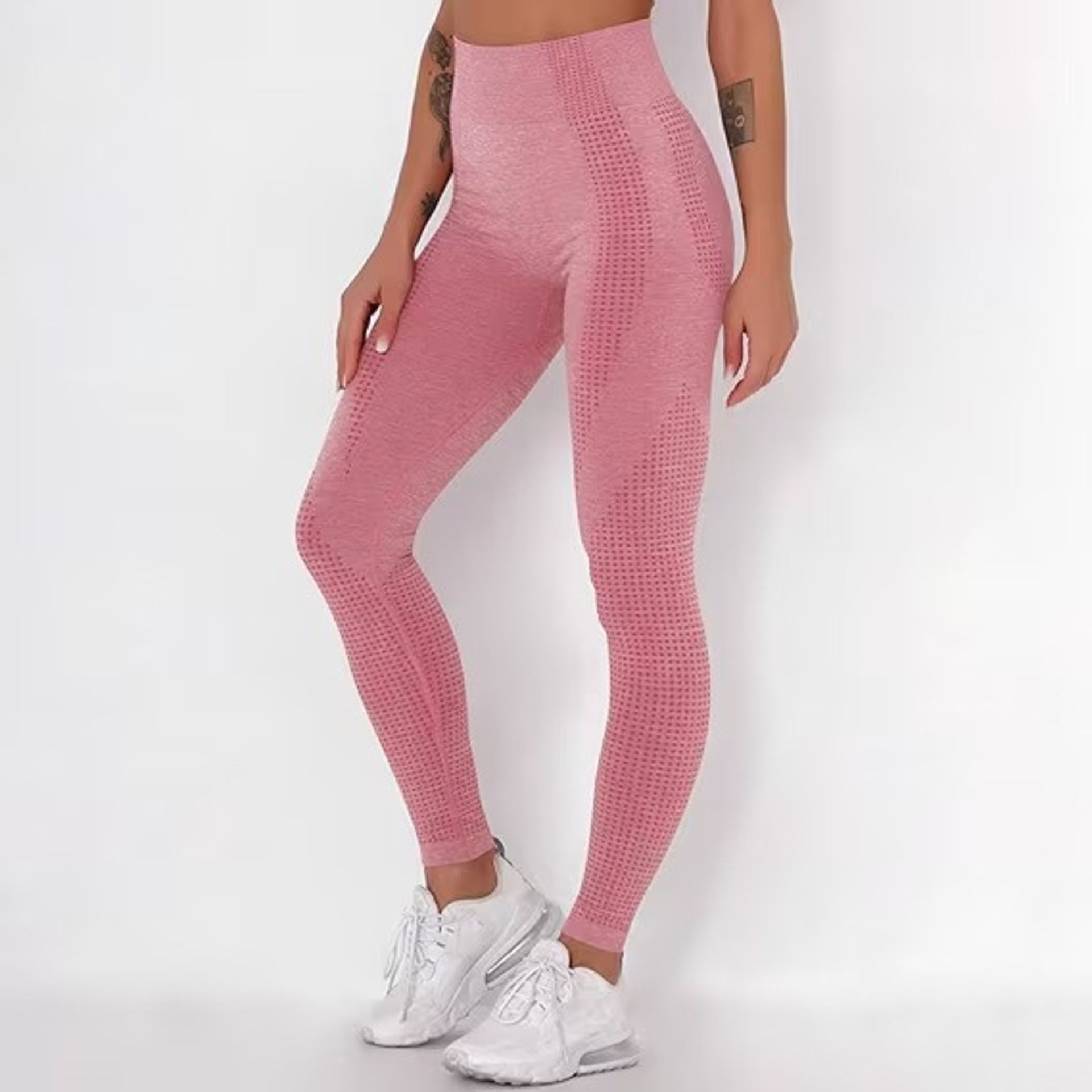 BRAND NEW Women Yoga Pants Solid Breathable Spotted Yoga Leggings High Waist Seamless - Image 2 of 2