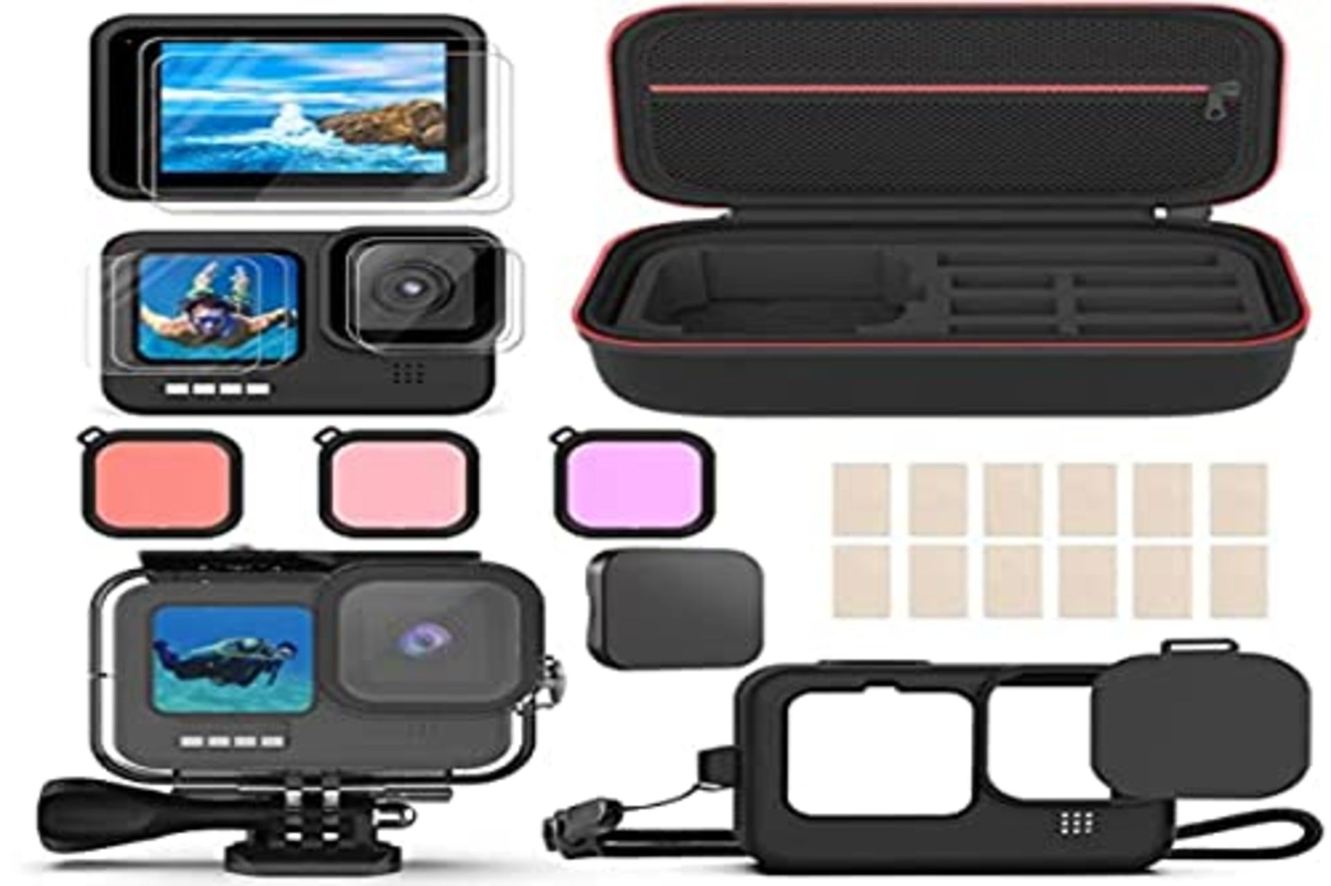 Kuptone Accessories Set for GoPro Hero 11/Hero 10/Hero 9 Black, Shockproof Small Bag +