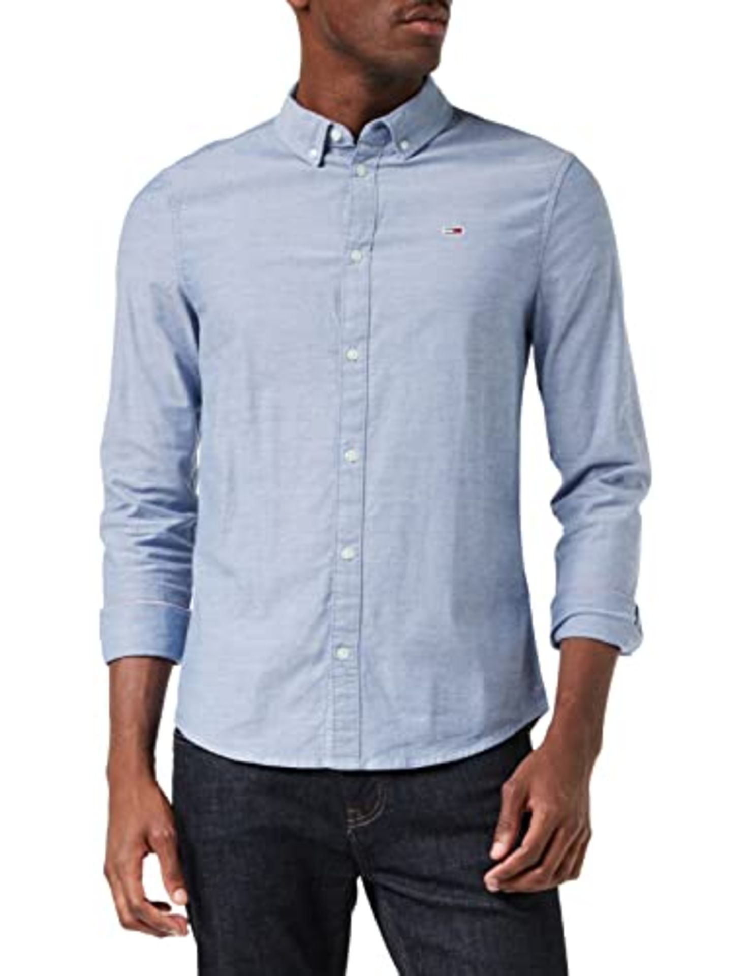 RRP £53.00 Tommy Jeans Men's Slim Fit Long Sleeve Shirt, Blue (Twilight Navy), M - Image 4 of 6