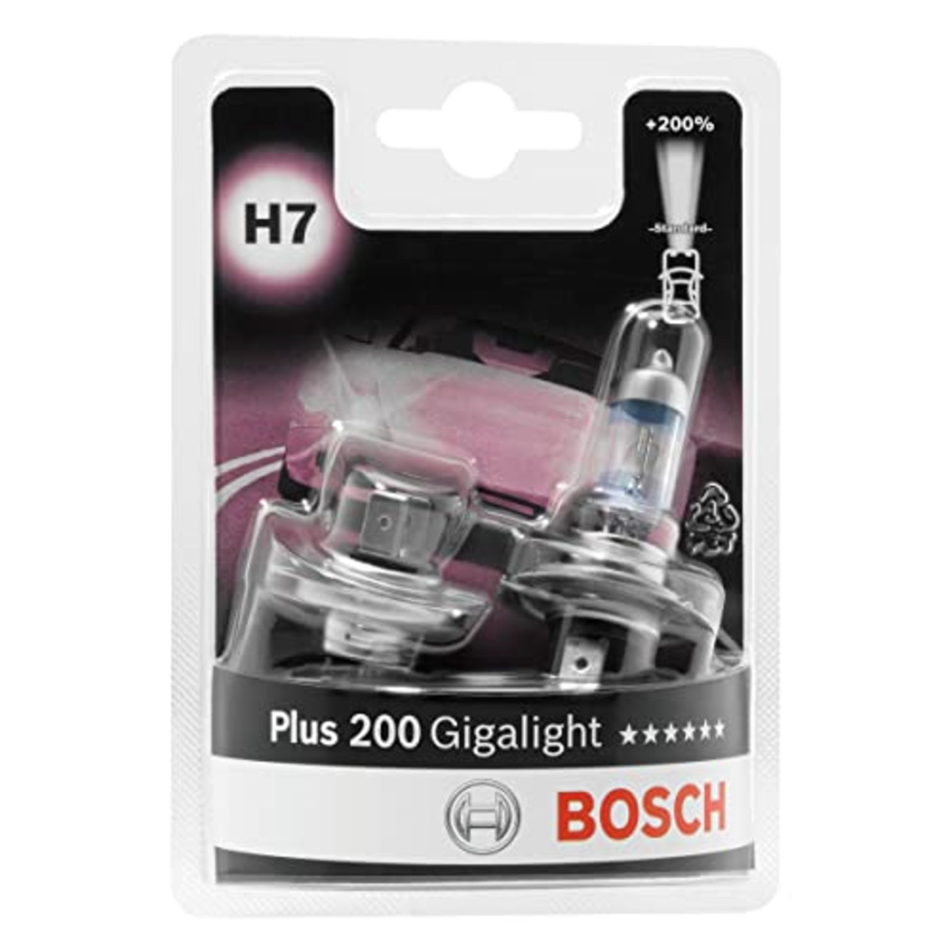 Bosch H7 Plus 200 Gigalight Lamps - 12 V 55 W PX26d - 2 Pieces