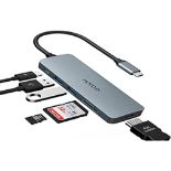 USB C Hub, HOPDAY 6 in 1 Adapter with 4K HDMI, 2 x USB 3.0, SD/TF Card Reader, 100W Ch