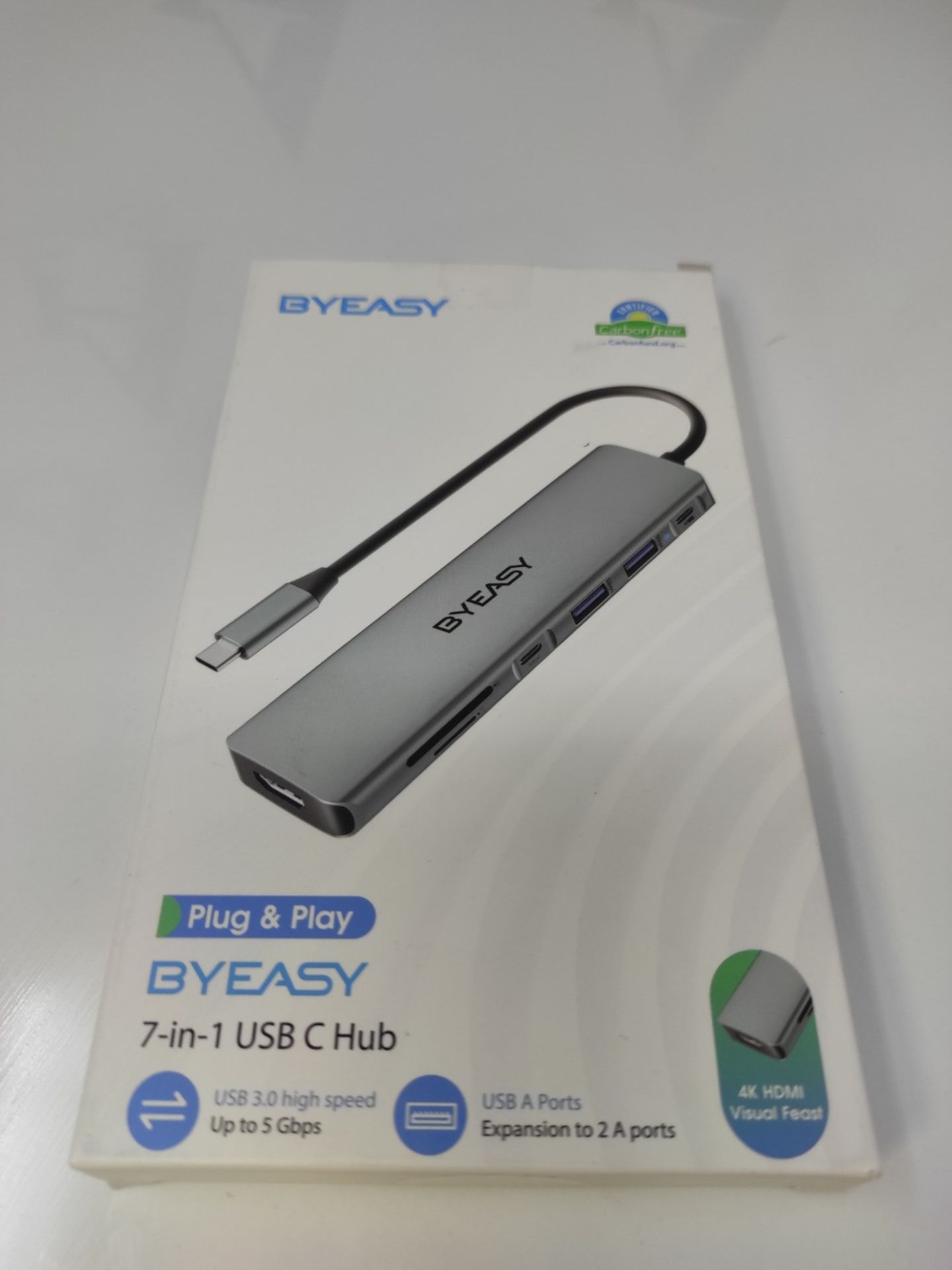 BYEASY USB C Hub, 7 in 1 USB C Splitter with 4K HDMI, SD/TF Card Reader, 100W Power De - Image 5 of 6