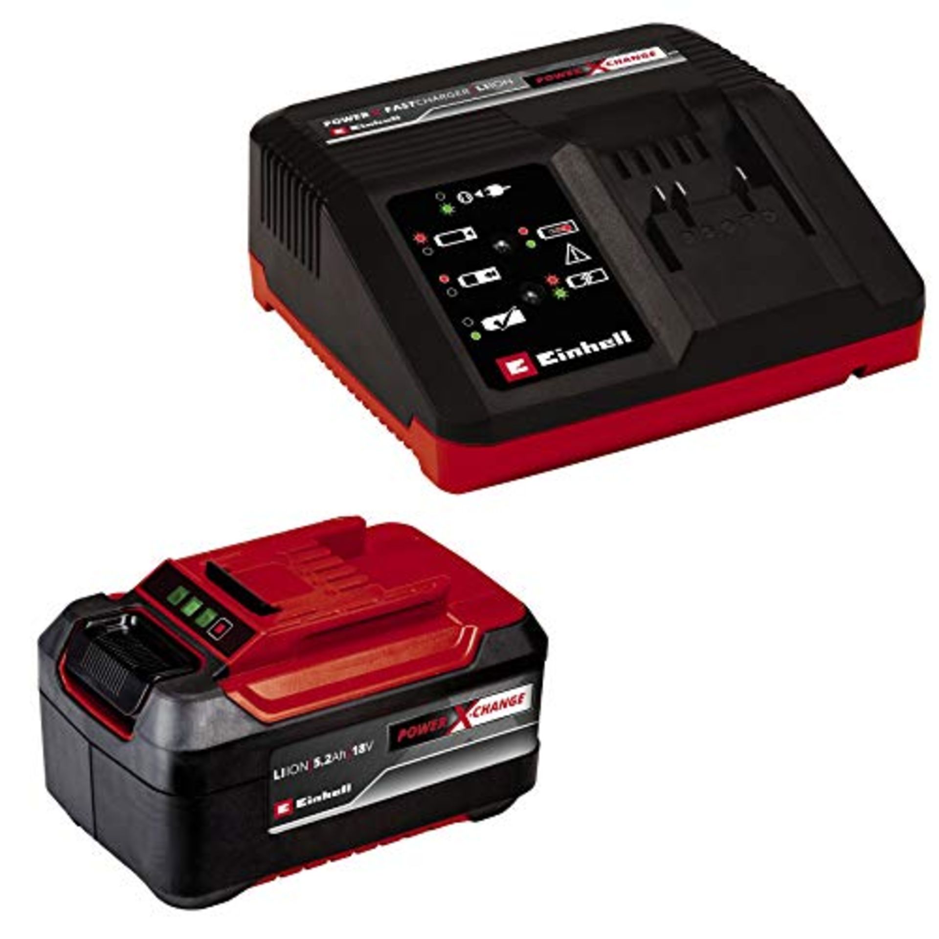 RRP £79.00 Original Einhell Starter Kit 5.2 Ah Power X-Change (Li-Ion, 18 V, 1 battery 5.2 Ah and - Image 4 of 6