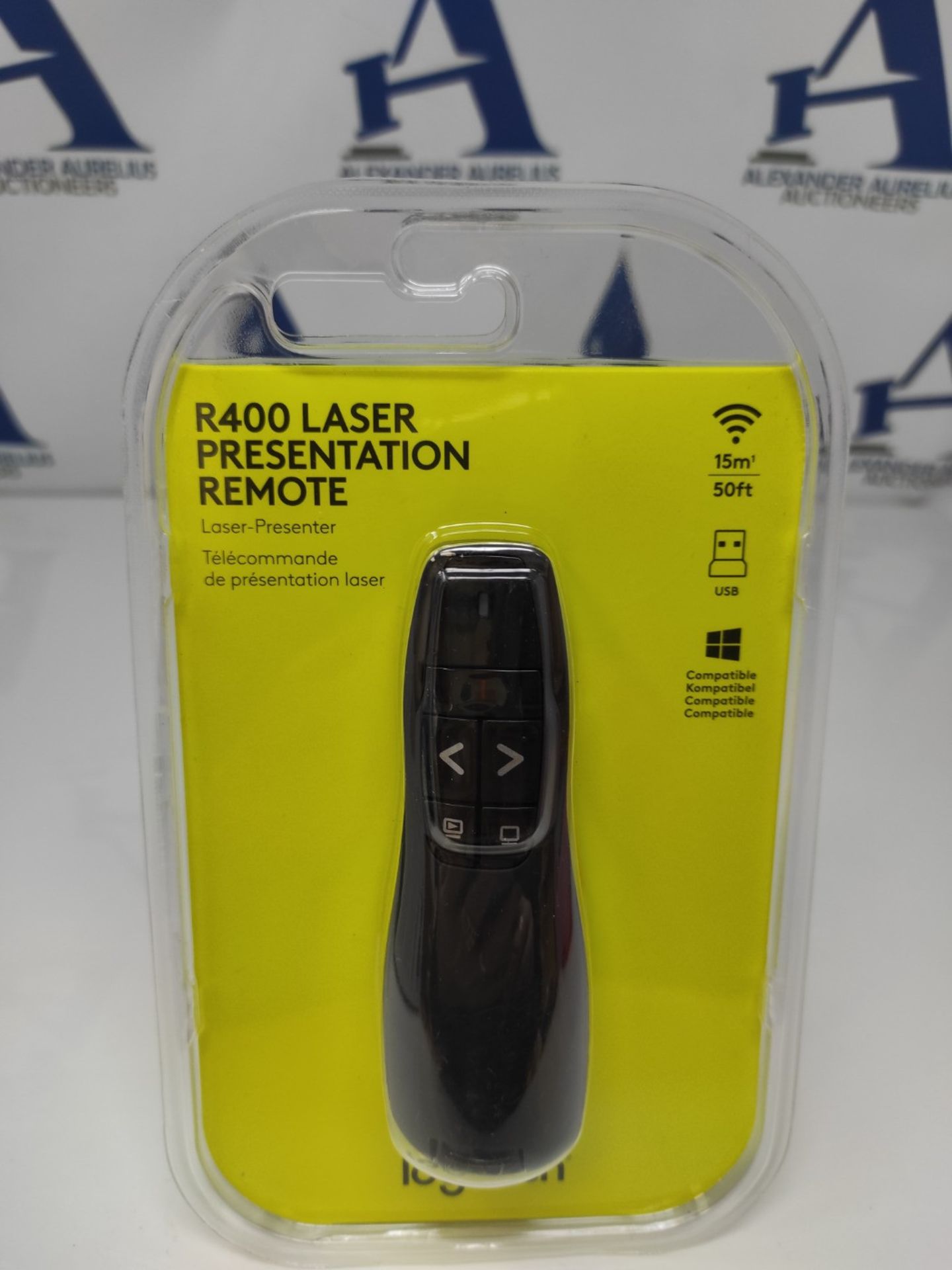 Logitech R400 Wireless Presentation Remote, 2.4 GHz/USB Receiver, Red Laser Pointer, 1 - Image 4 of 4