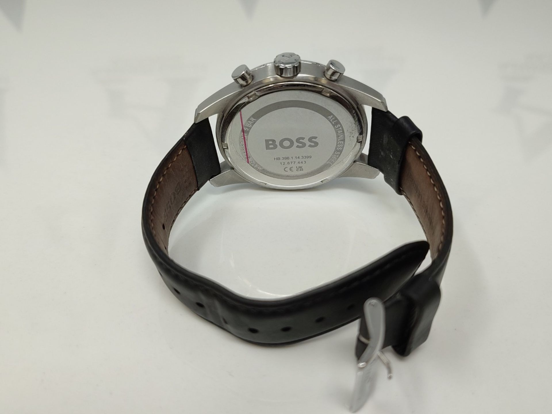 RRP £239.00 BOSS Chronograph Quartz Watch for Men with Black Leather Strap - 1513782 - Image 3 of 6