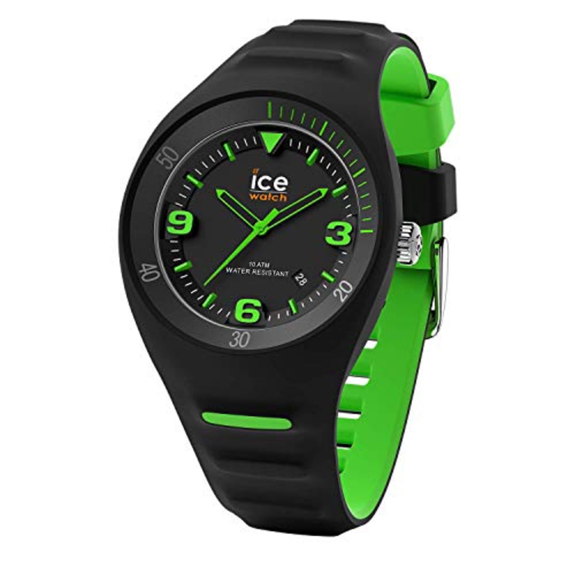 RRP £70.00 Ice-Watch - P. Leclercq Black Green - Black men's watch with silicone strap - 017599 ( - Image 4 of 6