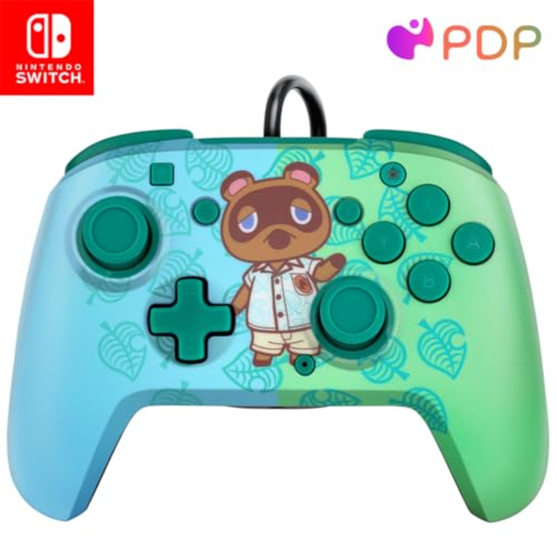 Pdp Gaming Faceoff deluxe+ Wired Switch Pro Controller - Animal Crossing - Tom Nook -