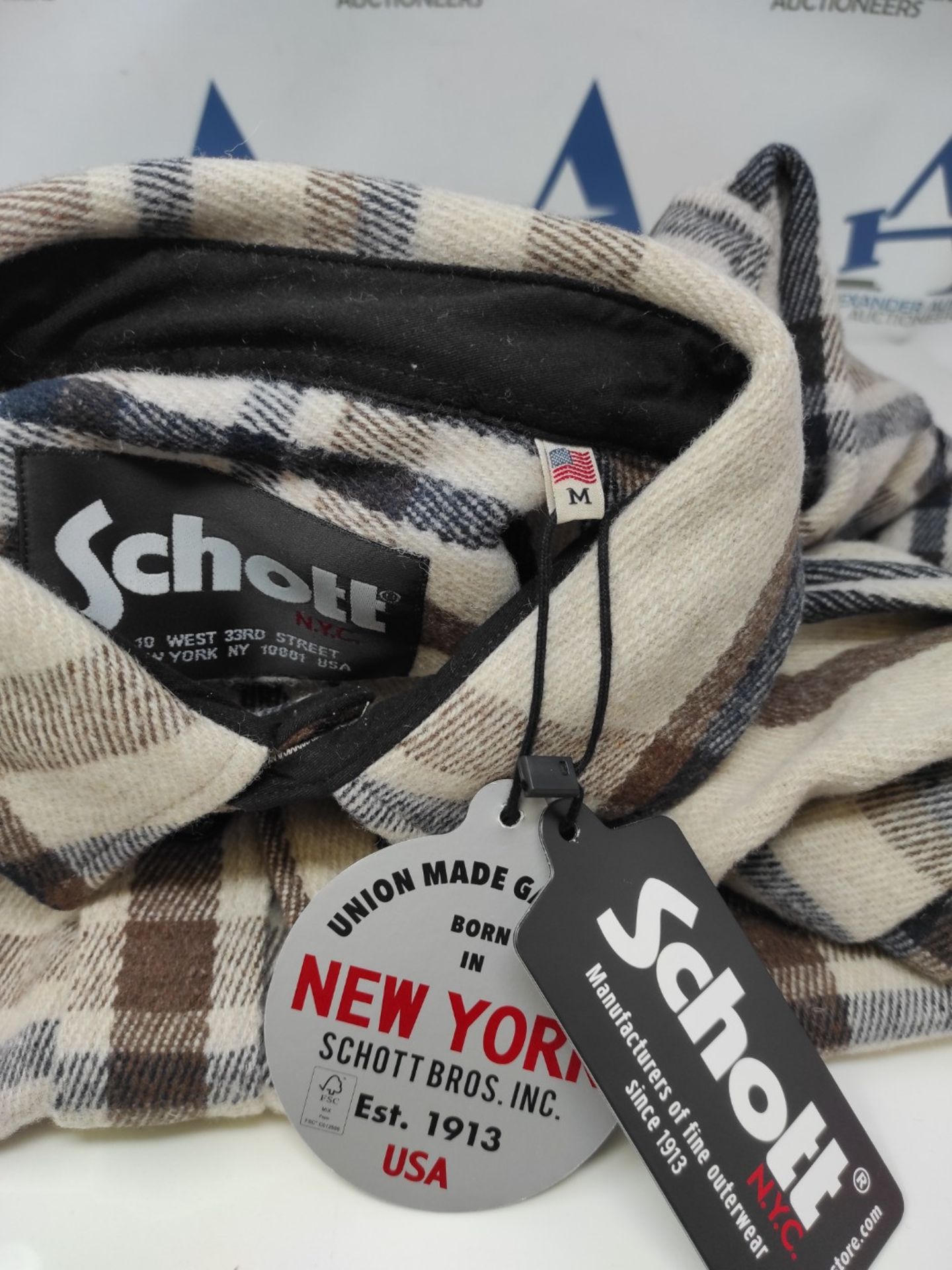 SCHOTT NYC SHCARL4 Shirt, Beige Checks, Size M Men - Image 2 of 2