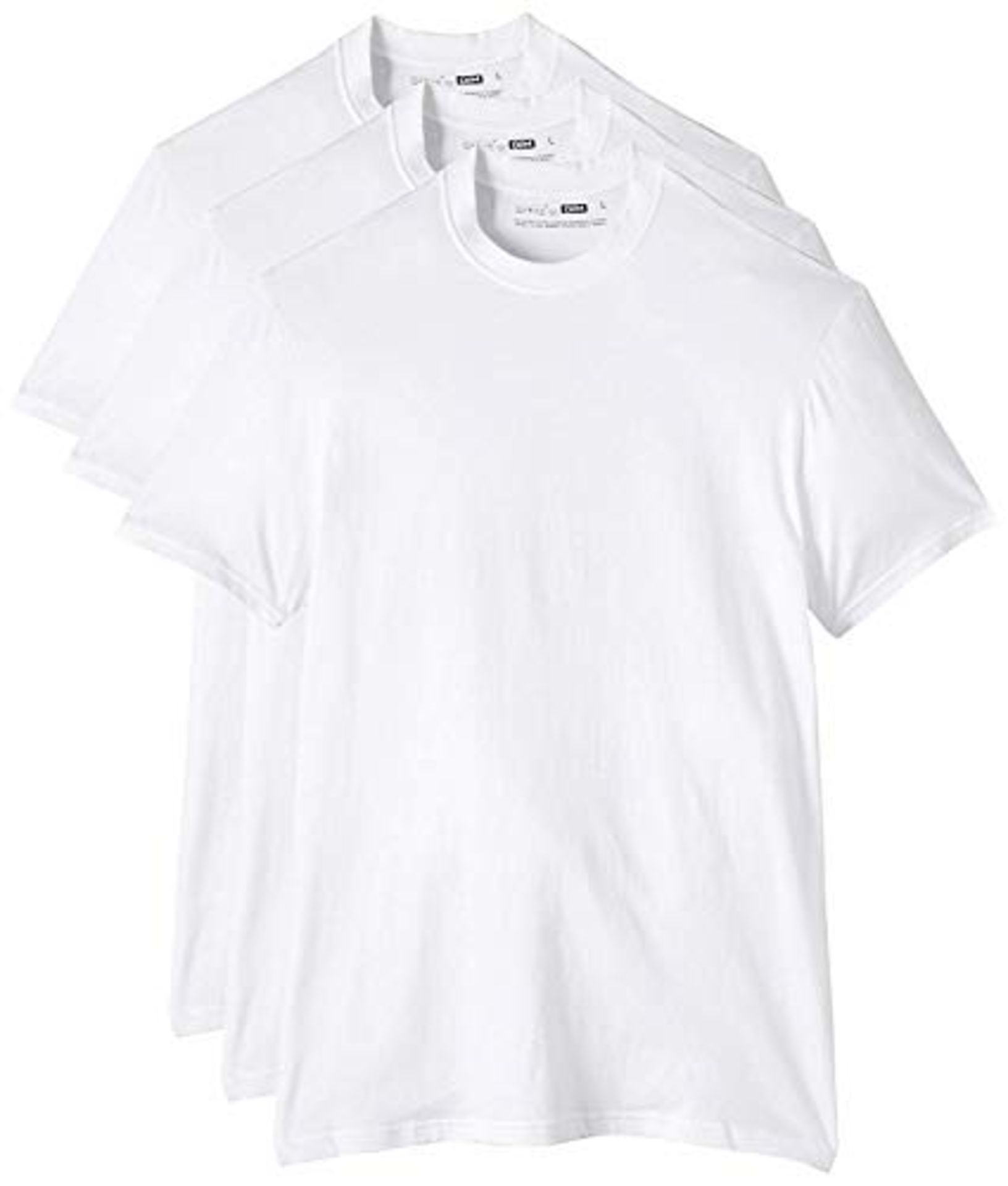 Round Neck Ecodim 100% Cotton Men's T-shirt x3, White, L