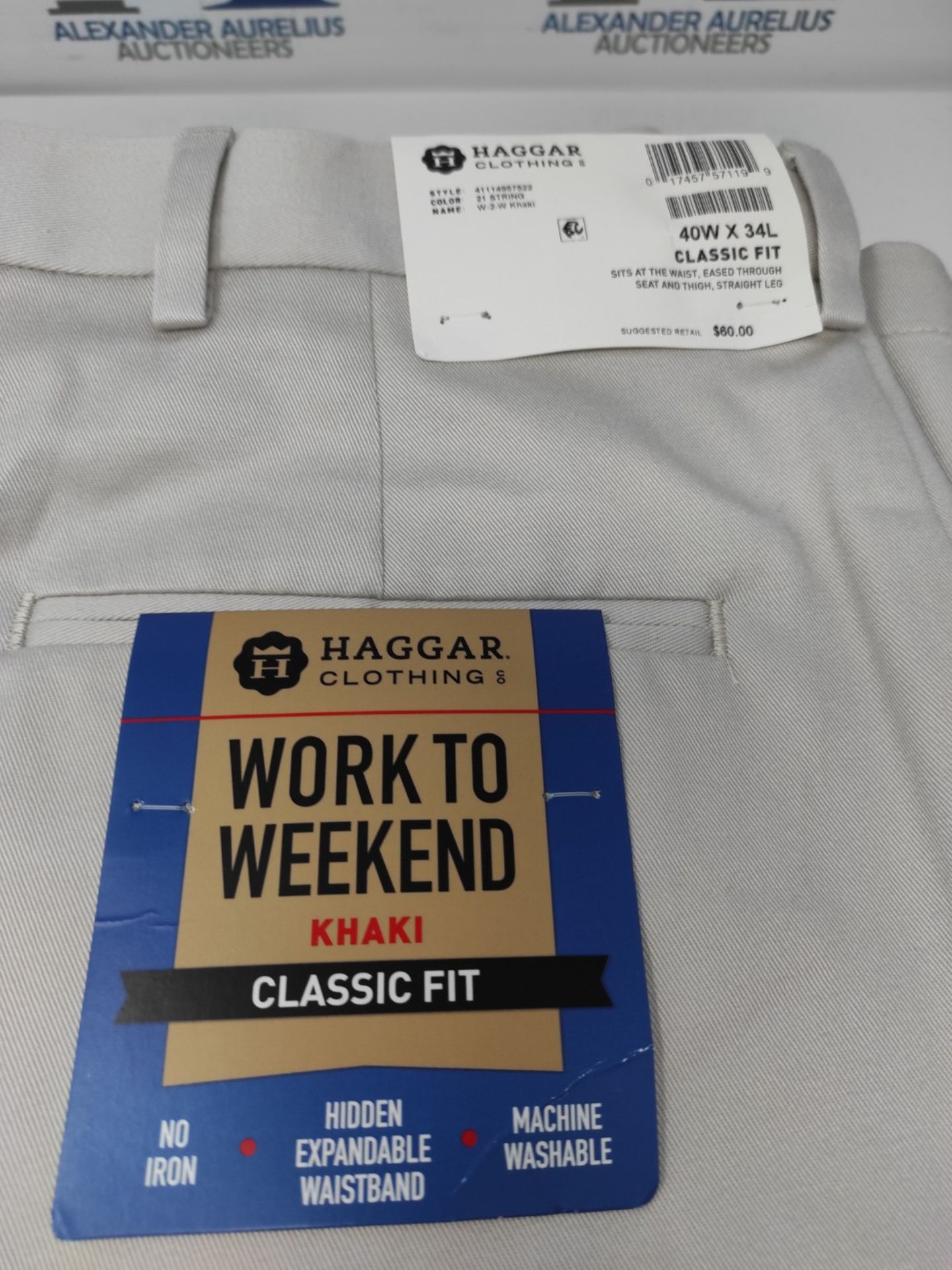 RRP £68.00 Haggar Men's Work to Weekend No Iron Flat Front Pant, 40W/34L - Bild 2 aus 3