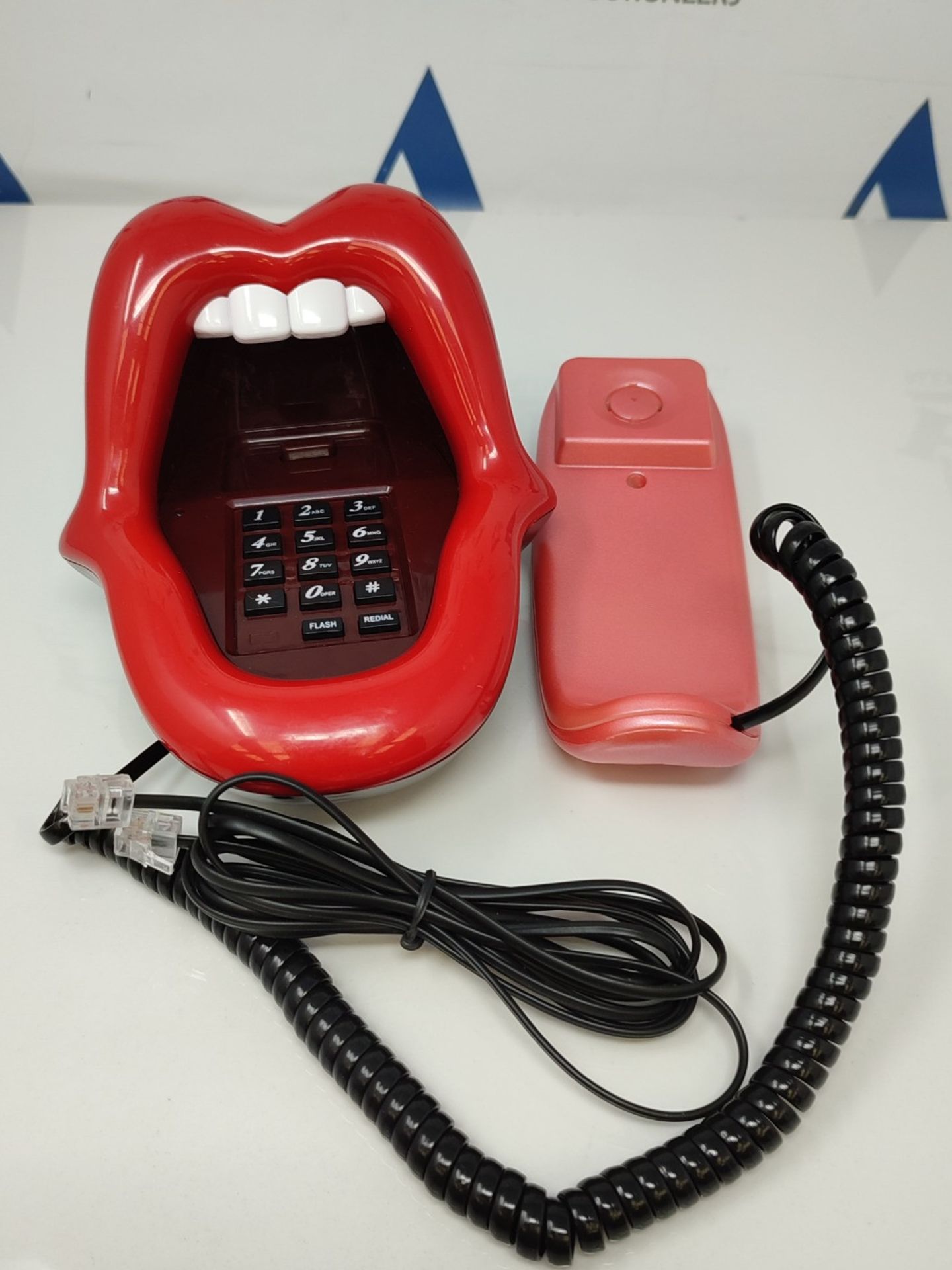 Home landline phones, multifunctional red large tongue-shaped telephone desk telephone - Image 2 of 2