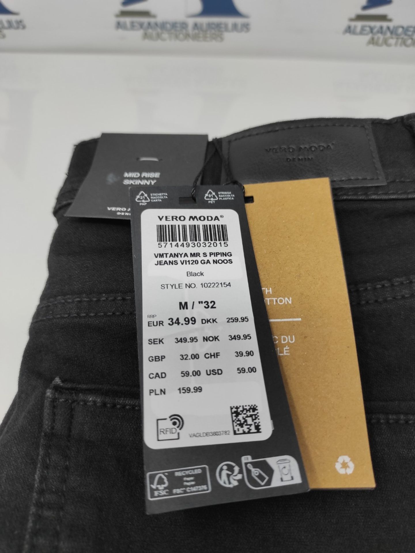Vero Moda VMTANYA Mr S Piping Jeans VI120 GA Noos Skinny, Black (Black Black), 38/ L32 - Image 3 of 3