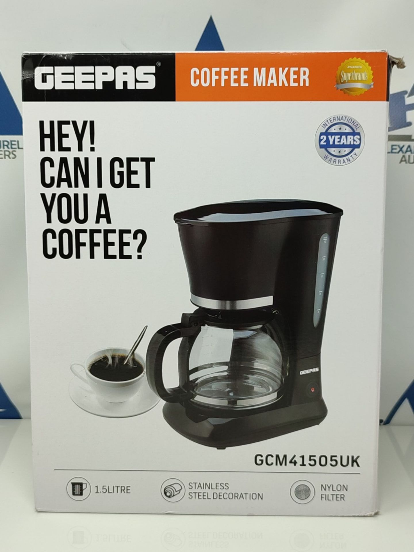 GEEPAS 1.5L Filter Coffee Machine | 800W Coffee Maker for Instant Coffee, Espresso, Ma - Image 2 of 3