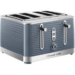 Russell Hobbs 24383 Grey Inspire 4 Slice Toaster, Wide Slot with Lift and Look Feature