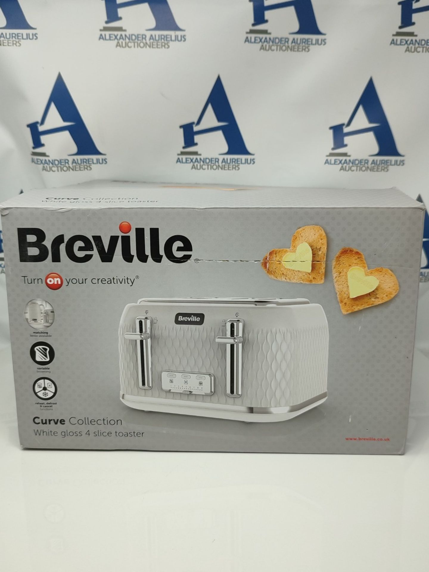 Breville Curve 4-Slice Toaster with High Lift and Wide Slots | White [VTT911] - Image 2 of 3