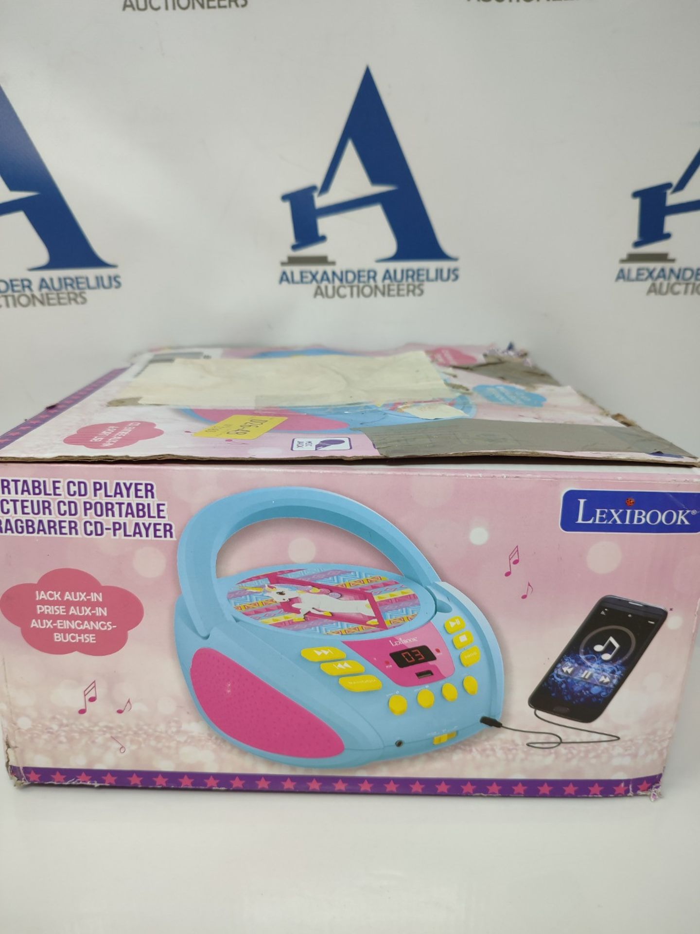 Lexibook CD Player Unicorn, AUX-in Jack, USB Port, AC or Battery-Operated, Blue/Pink, - Image 2 of 3