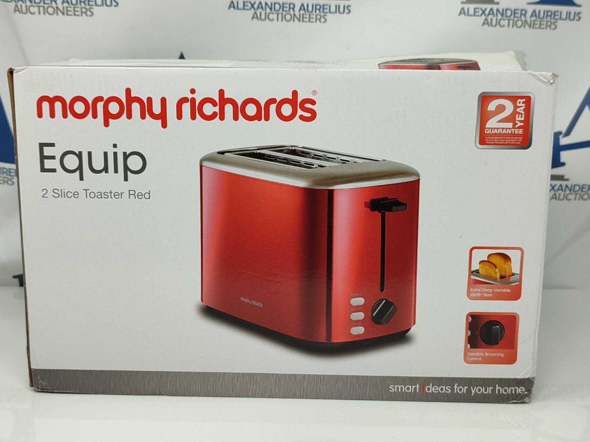 Morphy Richards Equip Red 2 Slice Toaster - Defrost And Reheat Settings - 2 Slot - Sta - Bild 2 aus 3