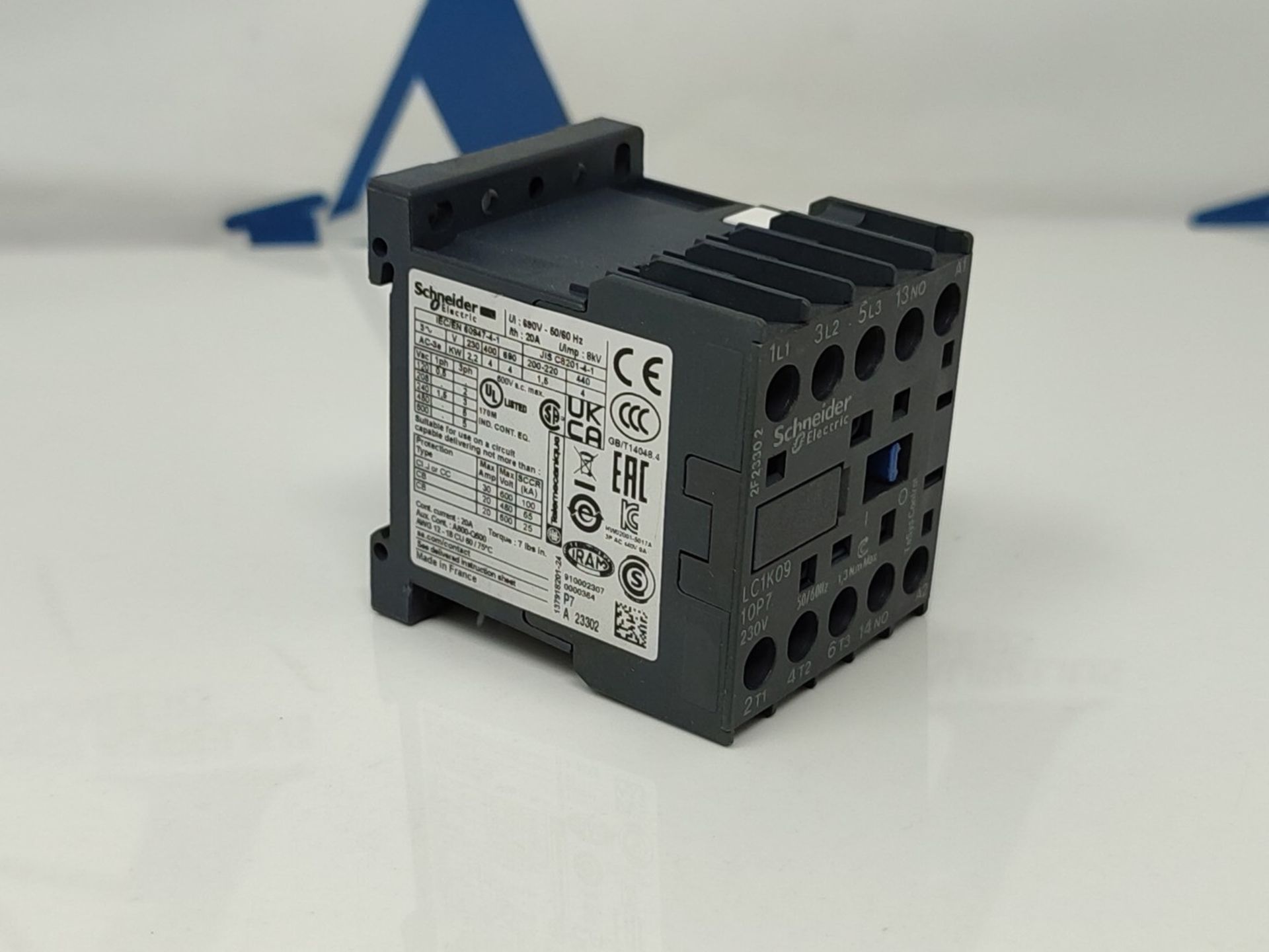 Schneider Electric, TeSys K contactor - 3P - AC-3 <= 440 V 9 A - 1 NO aux. - 230 V AC - Image 2 of 3