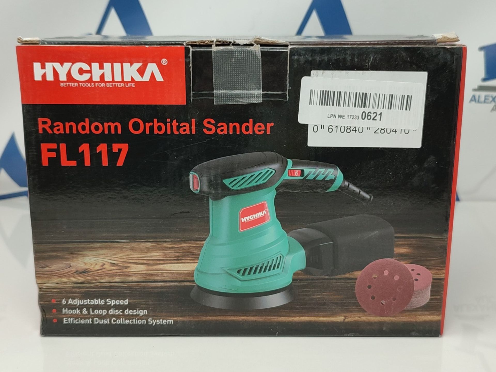 Orbital Sander, HYCHIKA 300W 13000RPM Random Orbital Sander, 6 Variable Speeds, 125mm